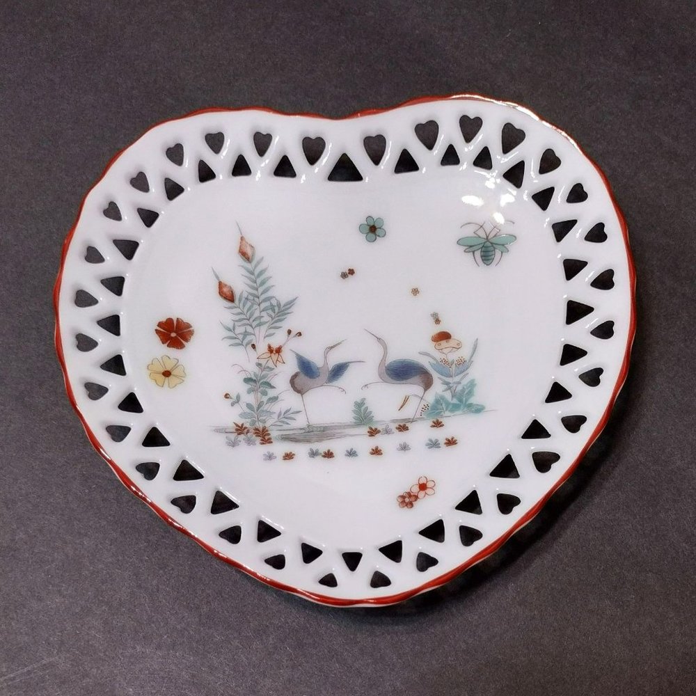 Vintage French Porcelain Heart Shaped Dish, Chantilly Kakiemon, Valentine Gift